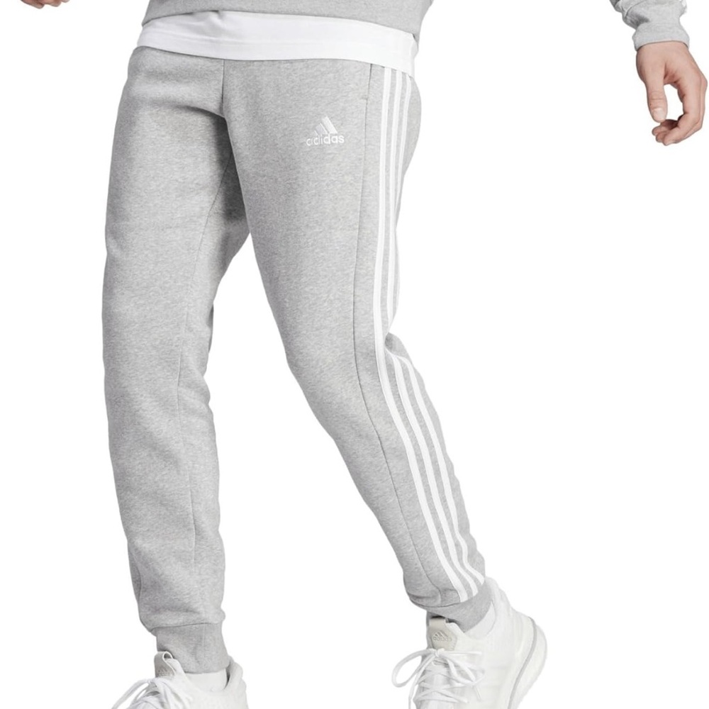 Adidas Gray Joggers with White Stripes